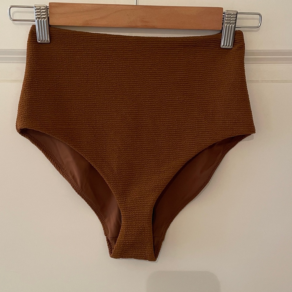 OAK + FORT Textured Brown Bikini Bottoms